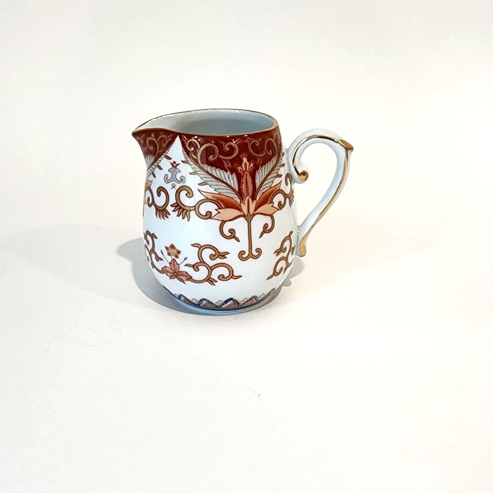 Arita Ware Vintage Japan Red Gold Arabesque Coffee Tea Porcelain Dish Pitcher